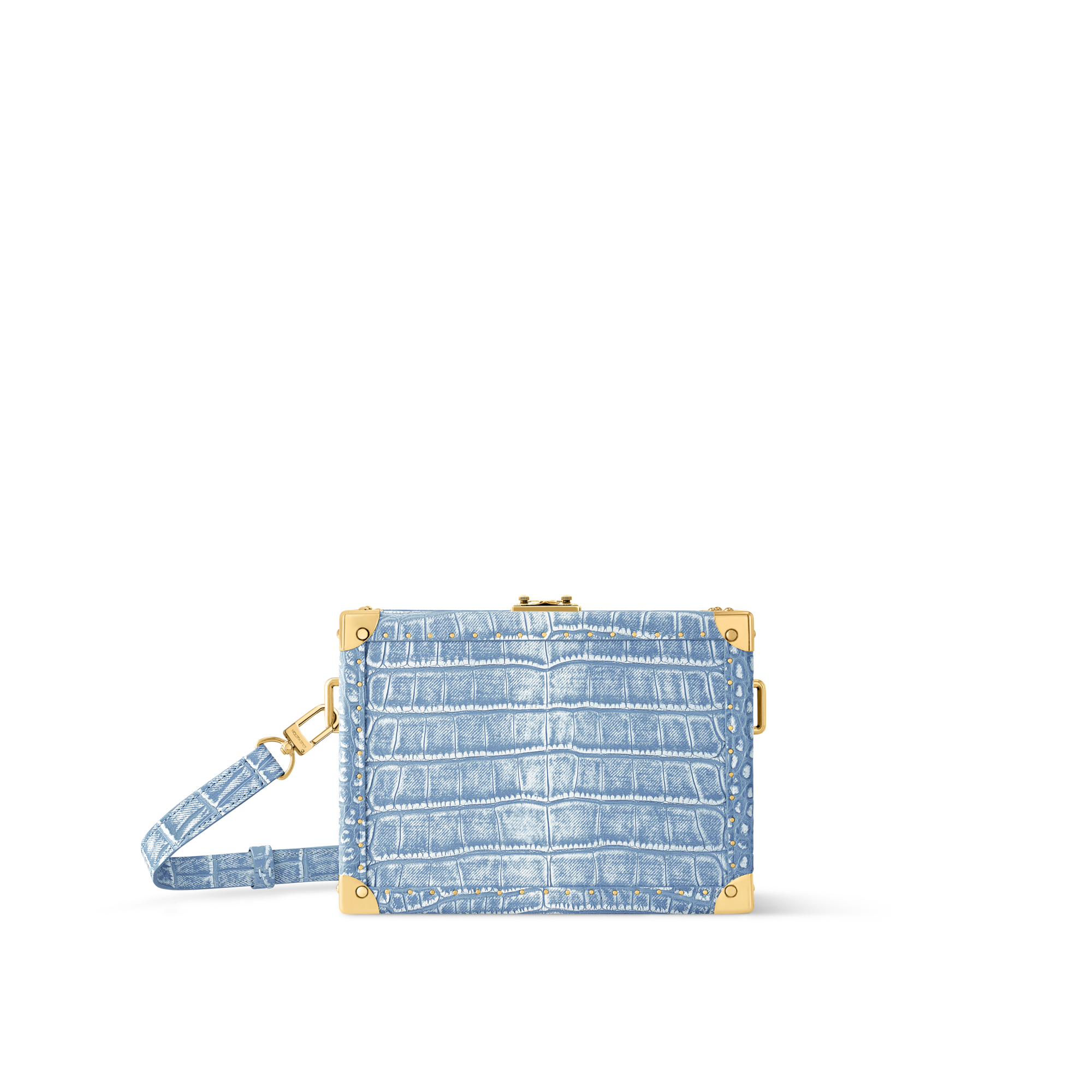 Clutch Box Washed Blue Denim Crocodilien Mat - Trunks, Travel and